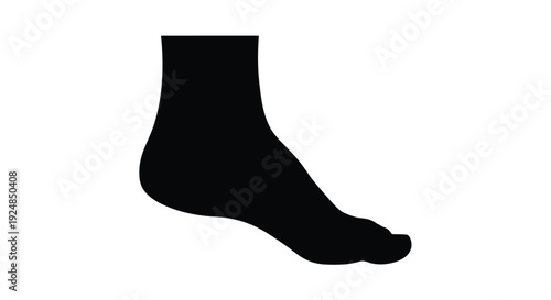 Simple black silhouette of a human foot against a white background