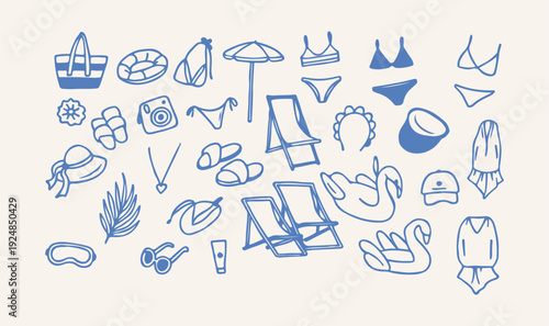 Hand Drawn Doodle Summer Beach Collection