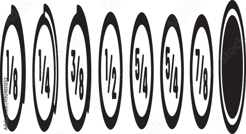 A series of circles with varying degrees of shading from light to dark Vector
