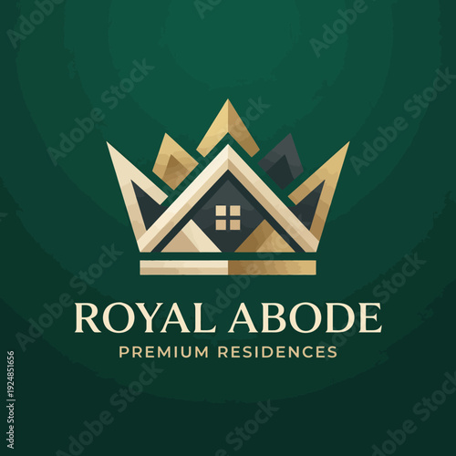 The Royal Abode logo incorporates a crown with a house design, highlighting luxury and exclusivity for premium residences while visually conveying a sense of elegance and status.