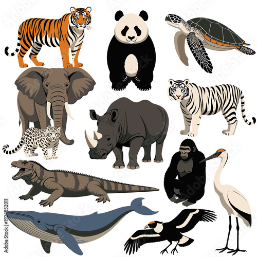 Endangered Animals Set vector