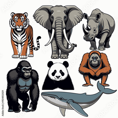 Endangered Animals Collection vector