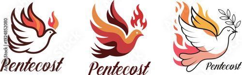 Pentecost Holy Spirit Symbols Set Silhouette