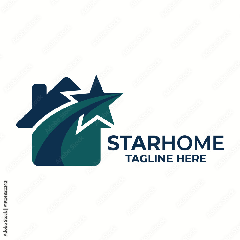 Obraz premium A motivational logo encapsulating home and aspiration themes, featuring a house and star design, perfect for real estate and inspirational branding.