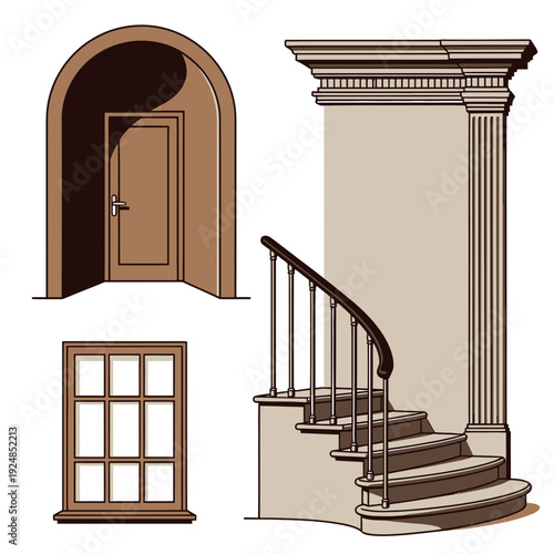 Classic Interior Elements vector illustration