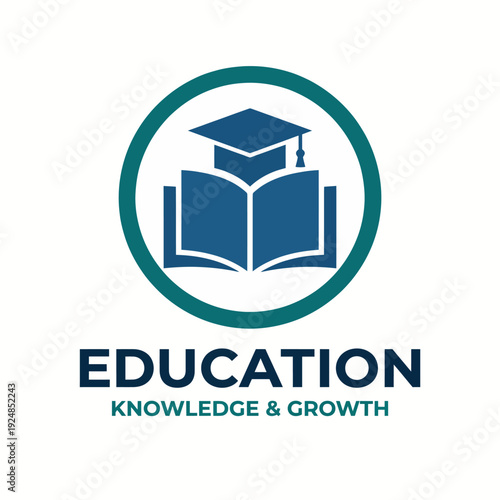 A logo representing education with an open book and graduation cap, emphasizing knowledge, growth, and the transformative power of learning.