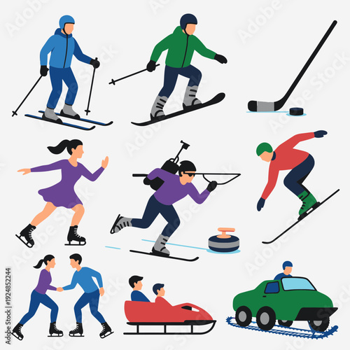 Winter Sports Activities vector illustration