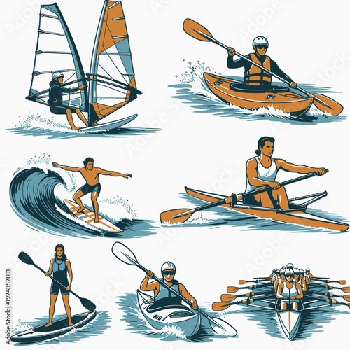 Water Sports Activities vector illustration
