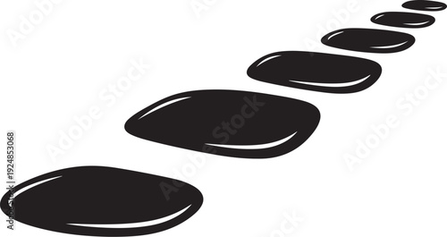 Black stones in a diagonal line on white background