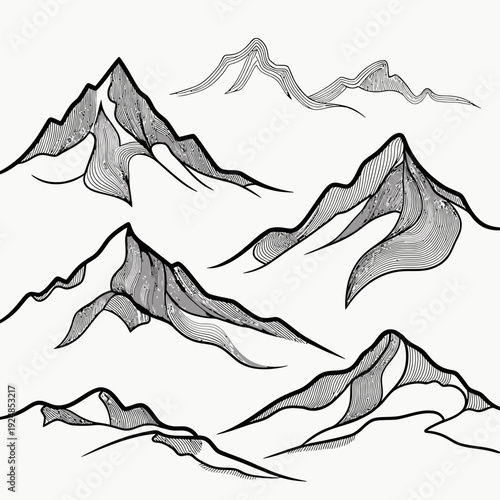 Mountain Landscape Sketch vector illustration