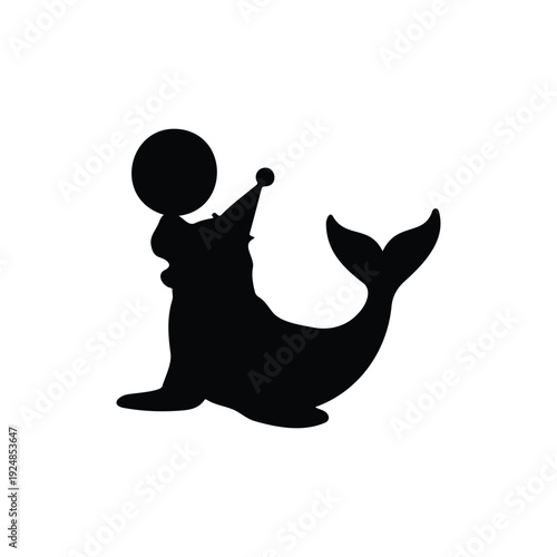 Circus seal silhouette icon vector flat design.