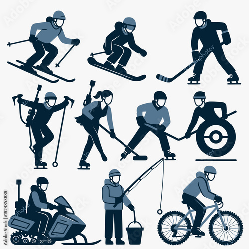 Winter Sports Silhouettes vector illustration