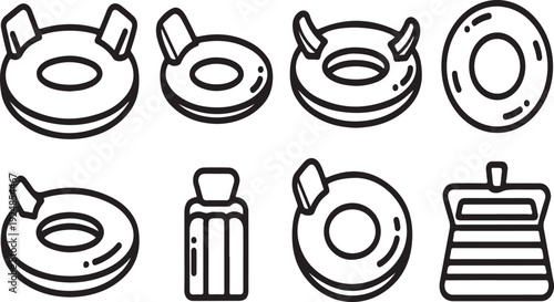 Assorted kitchenware including plates, bowls, and a teapot Vector