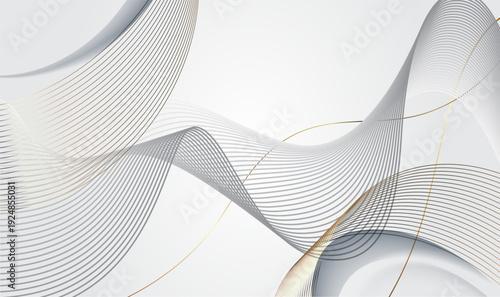 Abstract grey wave lines background with a flowing dynamic curve on a white backdrop, 3d, digital art, trending on attestation.