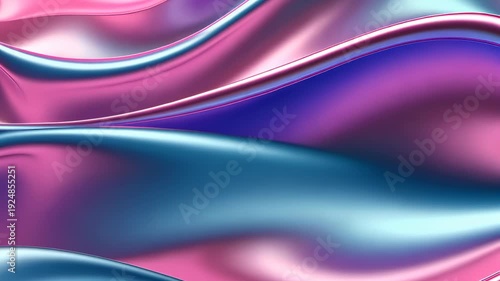 Flowing Holographic Silk Fabric in Pink and Turquoise - Abstract Luxury Background for Fashion Videos, Beauty Commercials and Digital Art Presentations