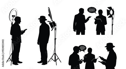 Film Crew and Shooting Silhouette Collection Illustration