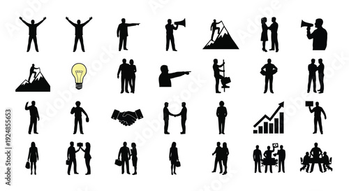 Business and Success Silhouette Collection Illustration