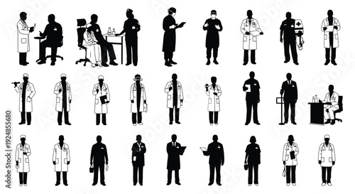 Doctors and Nurses Silhouette Collection Illustration