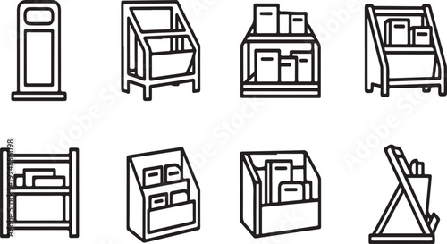 A collection of various office storage furniture and equipment Vector