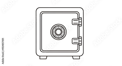Minimal vector illustration of a secure safe vault with dial and lock.