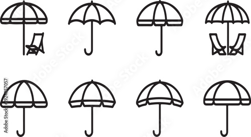 A collection of various types of umbrellas and their uses in different scenarios Vector