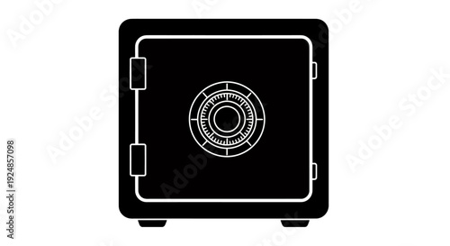 Secure metal vault safe with combination lock and reinforced door.