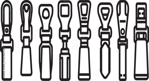 A collection of various types of fasteners and connectors for industrial use. Vector