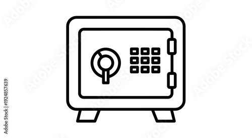 Minimal Safe Vault Illustration Featuring Dial and Keypad Lock.