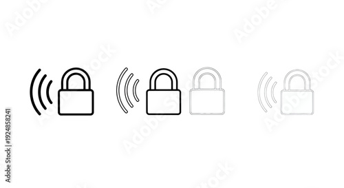 Sequence of wireless lock icons illustrating digital security and privacy concepts.