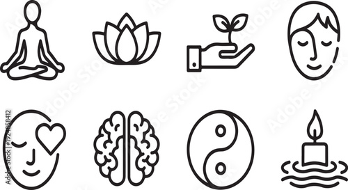 Symbols representing holistic health and wellness practices and concepts Vector