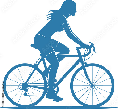 Woman Riding Bicycle Silhouette Vector Illustration