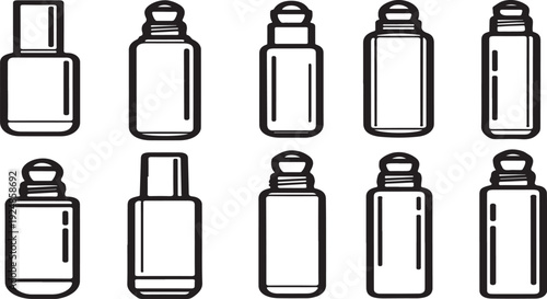 Assorted perfume bottles displayed in a grid format Vector