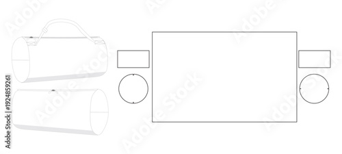 Duffle Bag Template with Die Cut Pattern Vector Layout