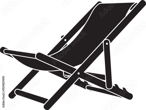 Simple black folding beach chair illustration for design projects