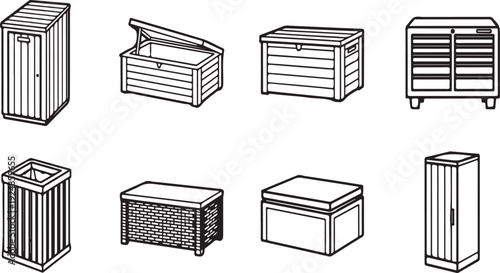 A collection of various types of furniture and storage units Vector