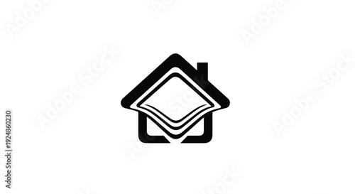 Stylized house silhouette with abstract inner design conveying warmth and security