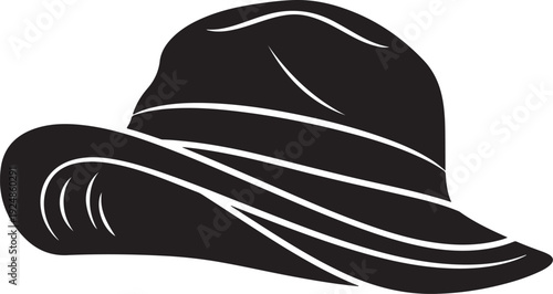 Simple black hat with white lines on white background