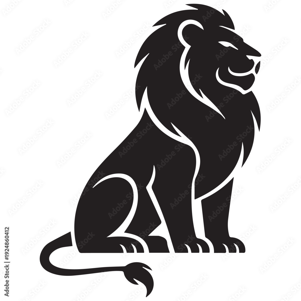 Fototapeta premium Majestic lion silhouette sitting proudly in powerful stance