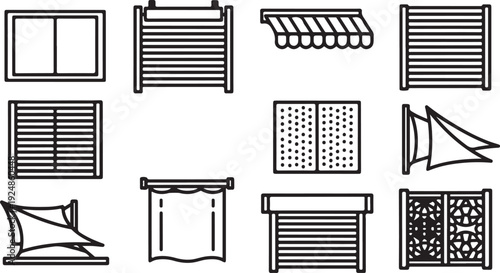 A variety of window types including casement, awning, and sliding windows Vector