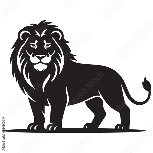 Majestic lion standing strong in bold black silhouette