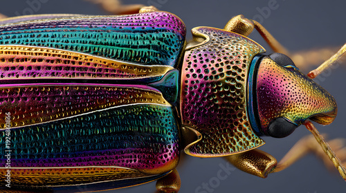  Extreme Macro of Iridescent Colorful Beetle