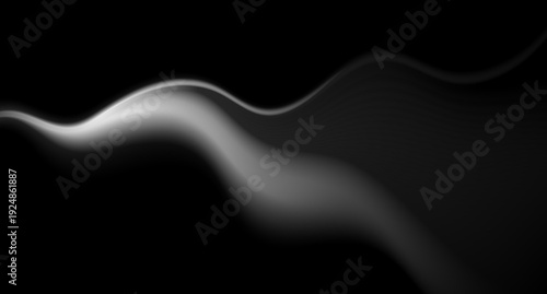 Abstract dark grey smoke waves background. Monochrome smooth vector design