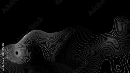 Dark grey minimal curved wavy lines abstract background