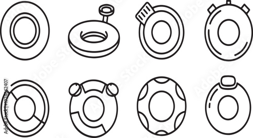 Assorted mechanical components and parts with various shapes and designs Vector