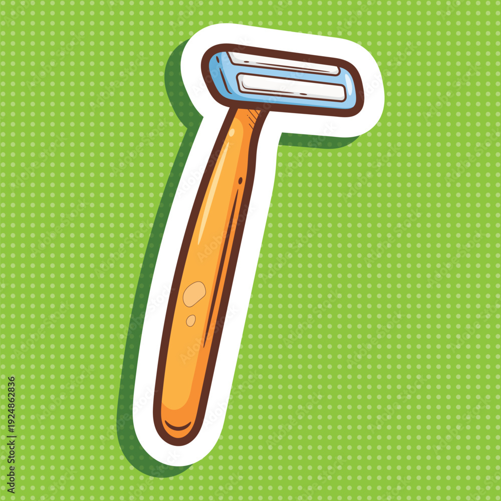 Obraz premium Cute HandDrawn Flat Sticker of an Orange Disposable Shaving Razor Vector Art