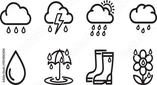 Illustrations of weather conditions and related items Vector