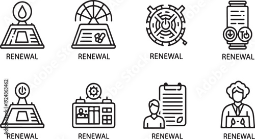 Various renewal icons representing different types of renewals and services Vector