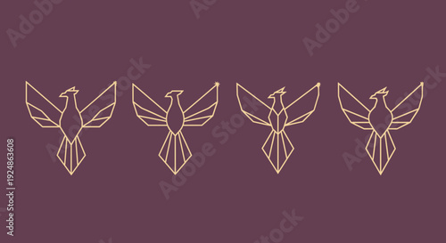 Four Hummingbirds in Various Poses Illustration.
