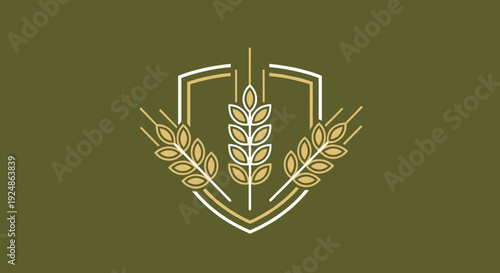 Golden Wheat Ears in Shield Emblem.