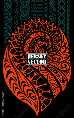 Dynamic Tribal Art Jersey Design with Polynesian Motifs, Hawaiian Tribal Sportswear Design, Tattoo Style Jersey Vector Template Maori-inspired Jersey Vector Design.